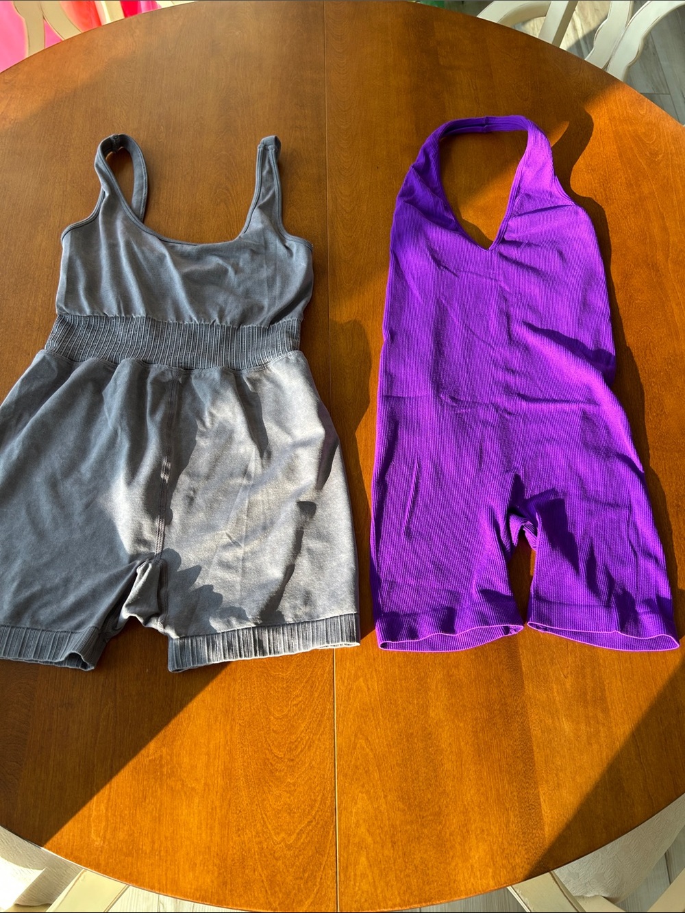 Rompers two, gray and purple